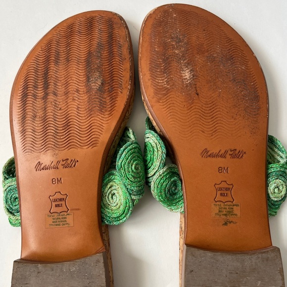 Vintage Marshall Field’s Green Cork Calypso Thong Coastal Grandma Sandals Size 8 - Picture 10 of 11